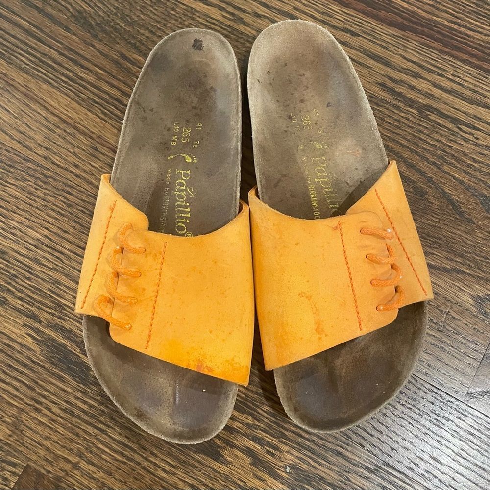 BIRKENSTOCK Papillo Orange Leather Lace Up Slip On Sandals - Picture 2 of 10